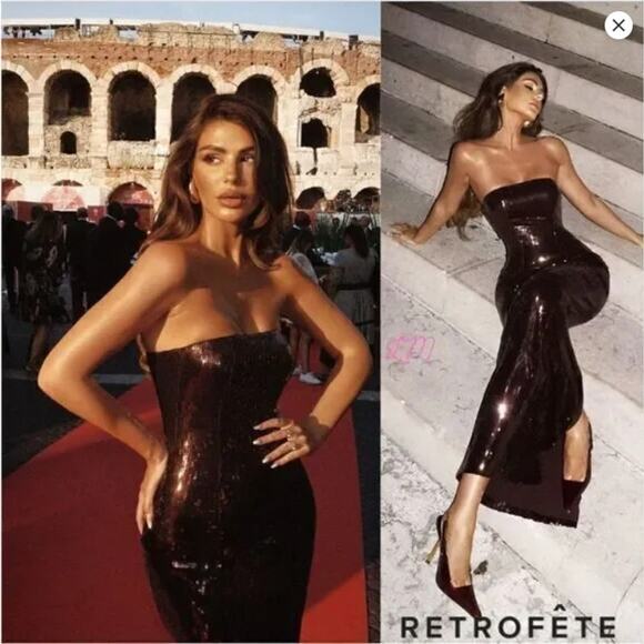 Elegant Sequin Maxi Dress - Brown - Picture 2 of 7